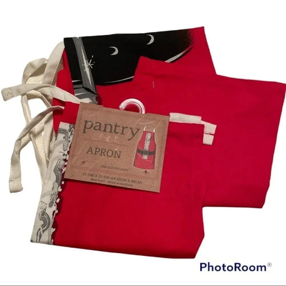 Pantry Apron Christmas Santa Claus Theme Cotton Holiday Parties Full Length NWT - Picture 2 of 4